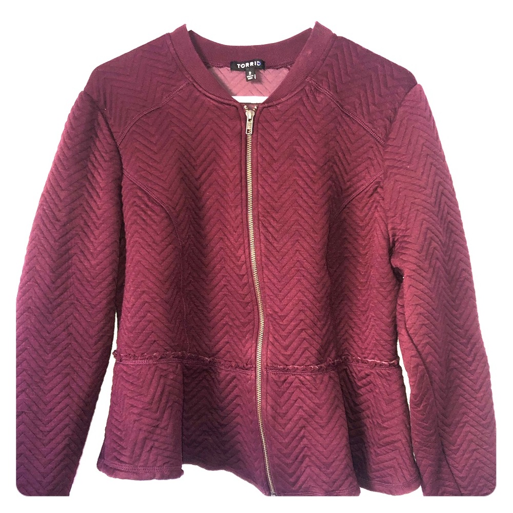 Torrid Quilted Knit zip up Peplum Jacket Sz 2X